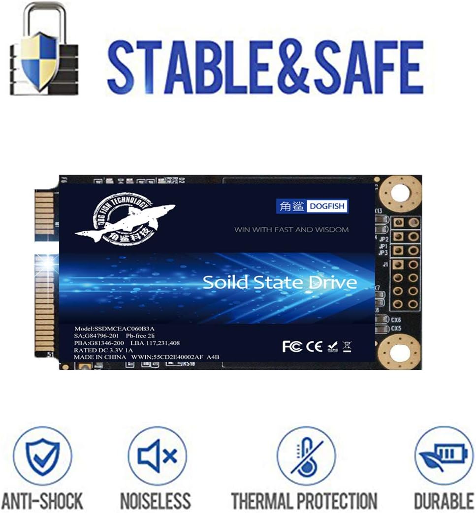 SSD SATA mSATA 128GB Dogfish Internal Solid State Drive High Performance Hard Drive for Desktop Laptop SATAIII 6Gb/s Includes SSD 16GB 32GB 60GB 64GB 120GB 128GB 240GB 250GB 480GB 500GB (128GB Msata)