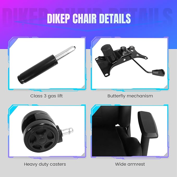 DIKEP Gaming Chair Video Game Chair with Footrest Lumbar Support Headrest PU Leather High Back Computer Chair for Home Office Pink White