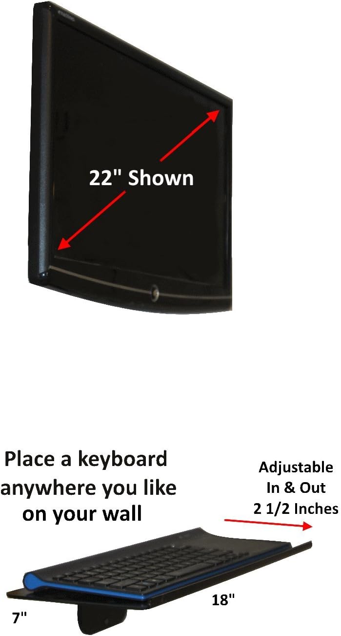 SDS iMount 1.0 Wall Mount Utility Stand – Versatile 7"x18" (H.D.P.E.) Tray for Keyboard, Laptop, Tablet, Gaming Consoles, Cable & Stereo Equipment – Space-Saving Workstation Solution (Small)