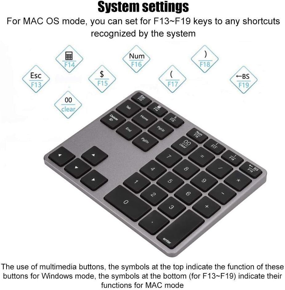 Bluetooth Numeric Keypad, 35 Keys Ultra Thin Number Pad, Bluetooth 5.0 Rechargeable for Tablet, Windows,