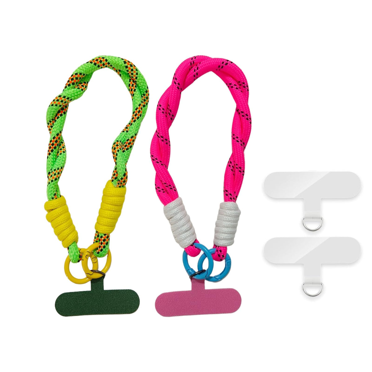 ISEMRO 2Pcs Phone Wrist Strap,Universal Cellphone Lanyard with 4pcs Tether Tab (Green+Rose Red)