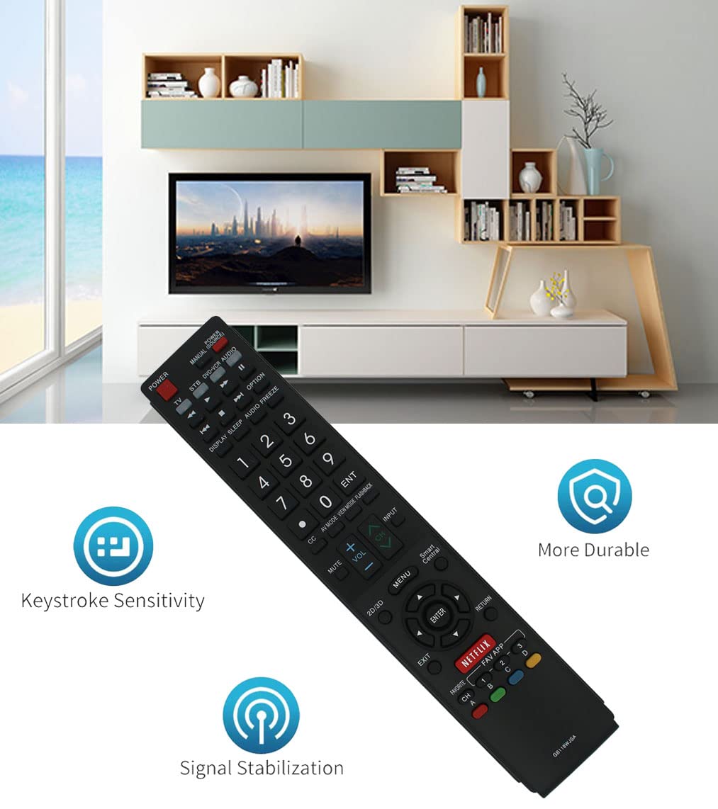 Replacement Remote Control for Sharp LC-70C8470U LC-70LE640U LC-70LE650U LC-80LE650 GB005WJSA GA890WJSA Aquos Smart LED 3D HDTV