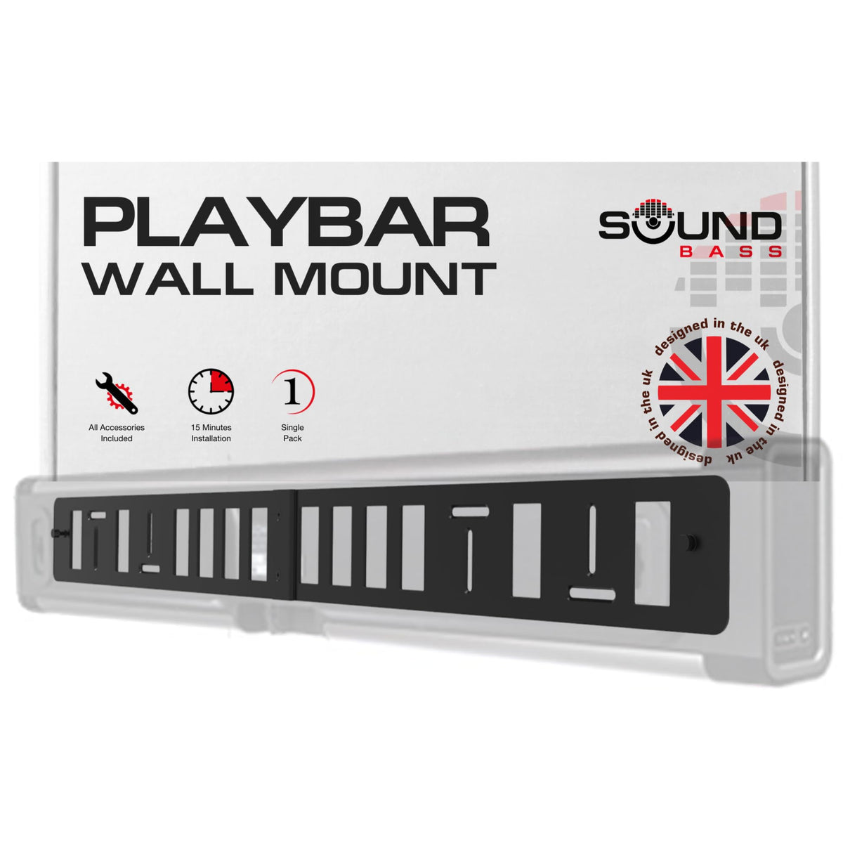 Sound Bass Playbar Wall Mount Bracket Kit With Mounting Accessories For Sonos Soundbar, Designed In The Uk By Soundbass
