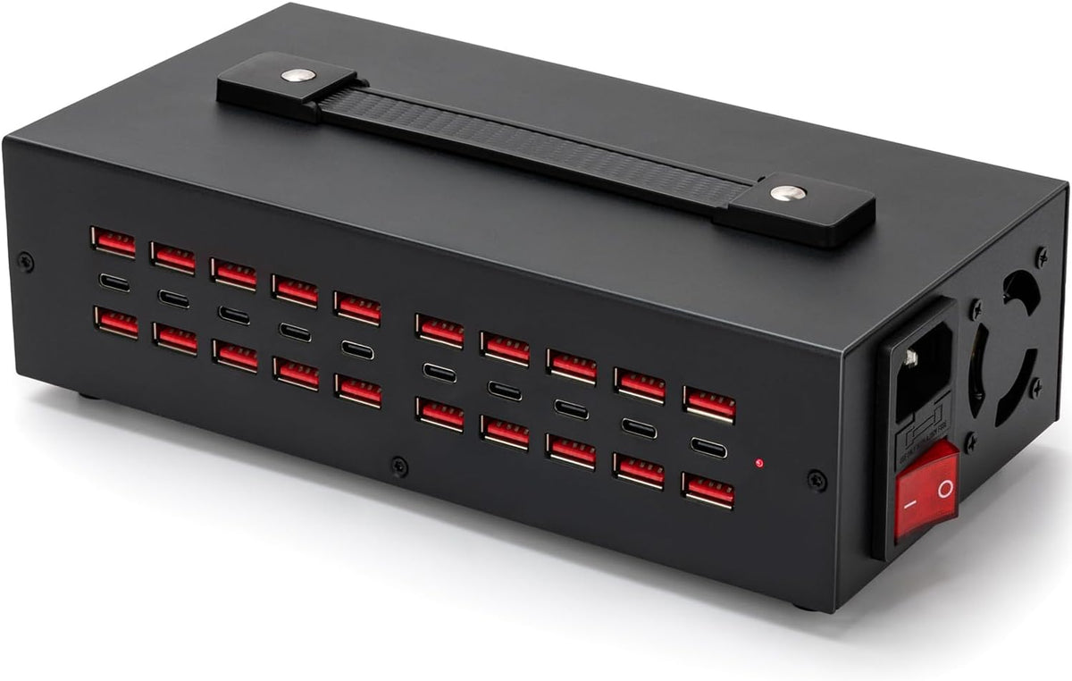 250W USB~c Charging Station, 30 Port (20 USB A & 10 USB~C Port) USB Charger Block, Fast Charging Station for Multiple Devices, Desktop Charger Compatible for iPhone, iPad, Tablets