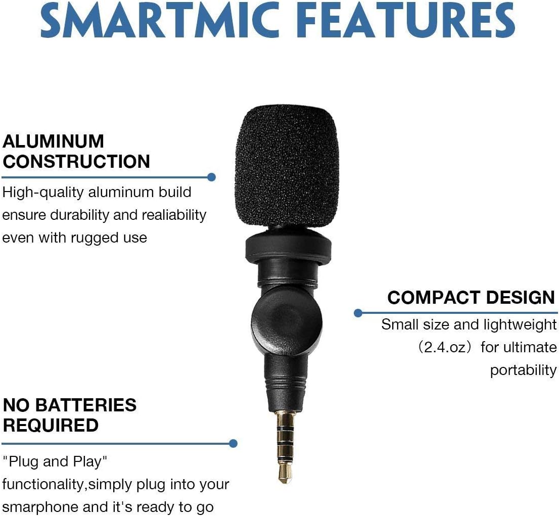 Saramonic SmartMic Mini Condenser Flexible Microphone for Smartphones, Vlogging Microphone for iPhone and YouTube