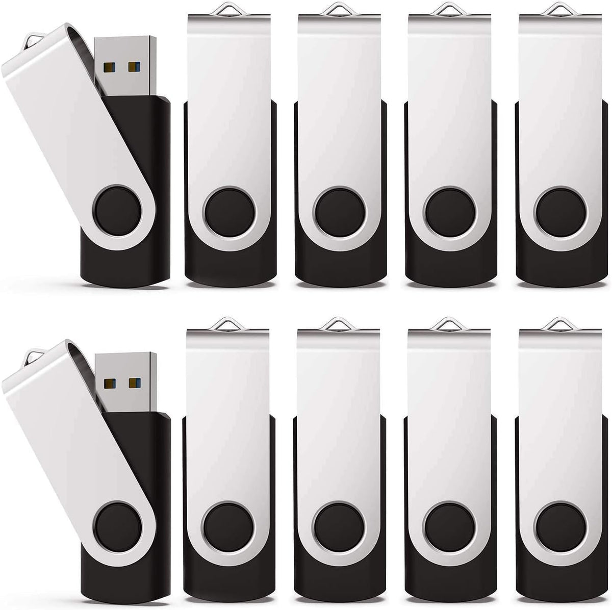 KEXIN 128GB Flash Drive 10 Pack 3.0 Flash Drive Bulk USB Thumb Drive 128 GB USB Drive USB 3.0 Flash Drive with Led Indicator, Black
