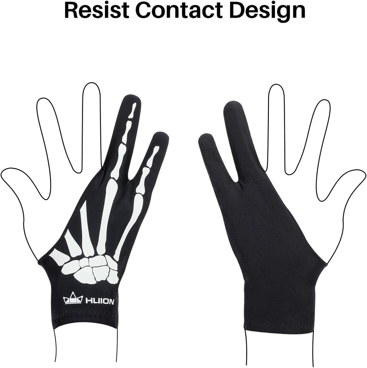 HUION Skeleton Artist Glove for Graphic Drawing Tablet Pad Monitor Painting, Paper Sketching, Suitable for Left and Right Hand