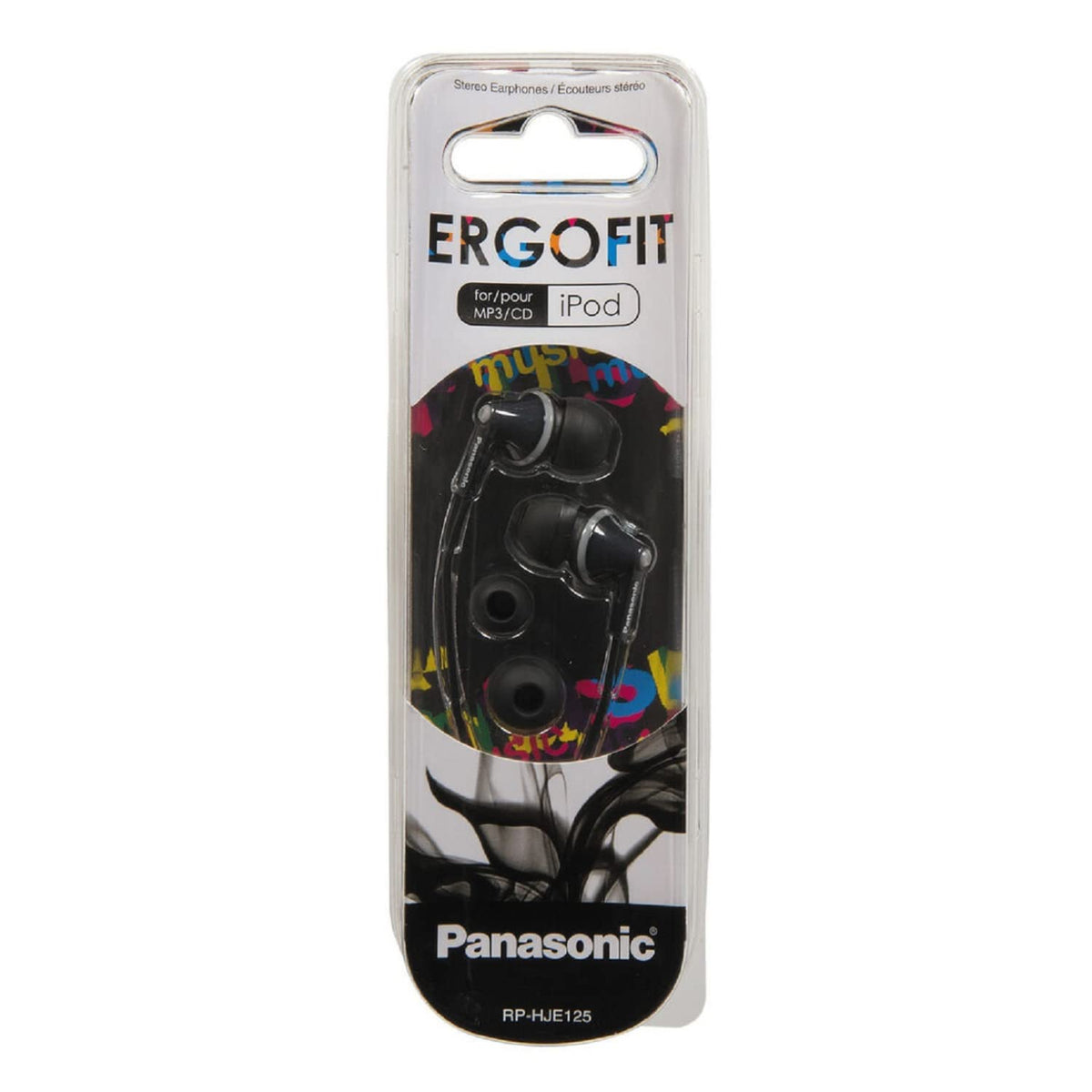 Panasonic RP-HJE125-K HJE125 ErgoFit in-Ear Earbuds (Black)