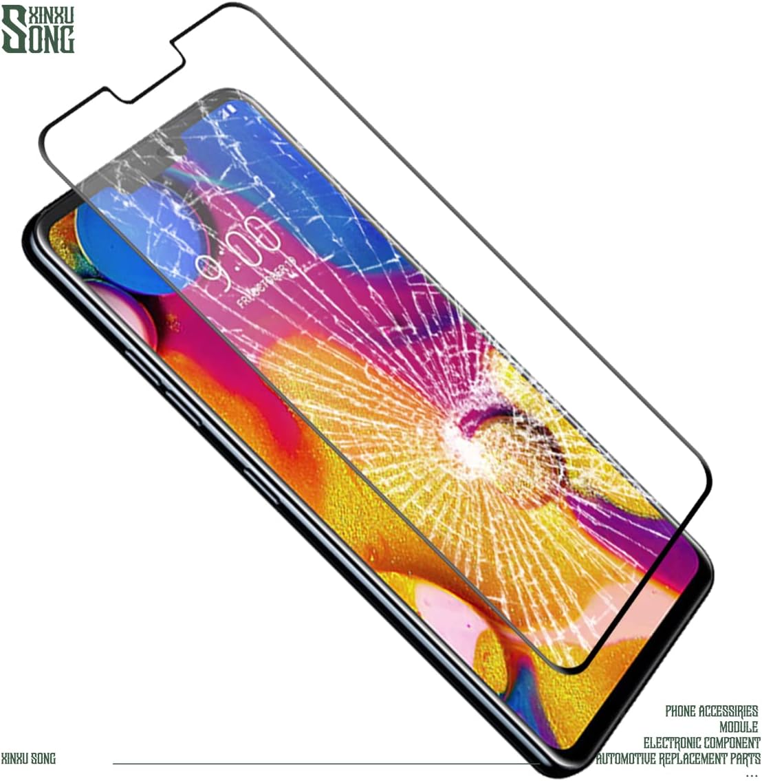 3 Pack Screen Protector for LG V40 ThinQ, 3D Curved Anti-Scratch 9H Hardness Full Coverage Silk Print Black