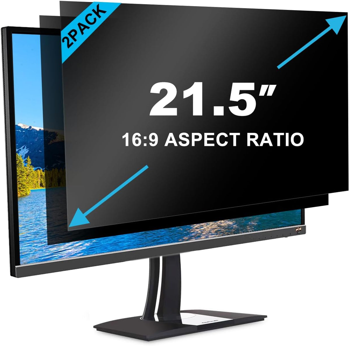 2-PACK 21.5 inch Computer Privacy Screen Filter Suitable for 16:9 Aspect Ratio Widescreen Monitor - Blue Light Filter- Anti-Glare & Anti-Scratch Protector Film ([2-Pack] 21.5" Widescreen (16:9))