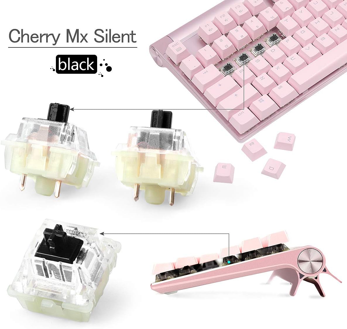 Authentic RGB Cherry Switch, Cherry MX Switches Keycap Replacement Set, 10 pcs (Black 3 pin)