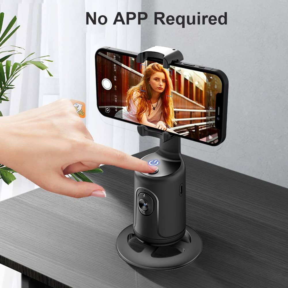 Auto Face Tracking Tripod - 360° Rotation Phone Holder for Vlogs, Live Streaming, No App Required, Pink