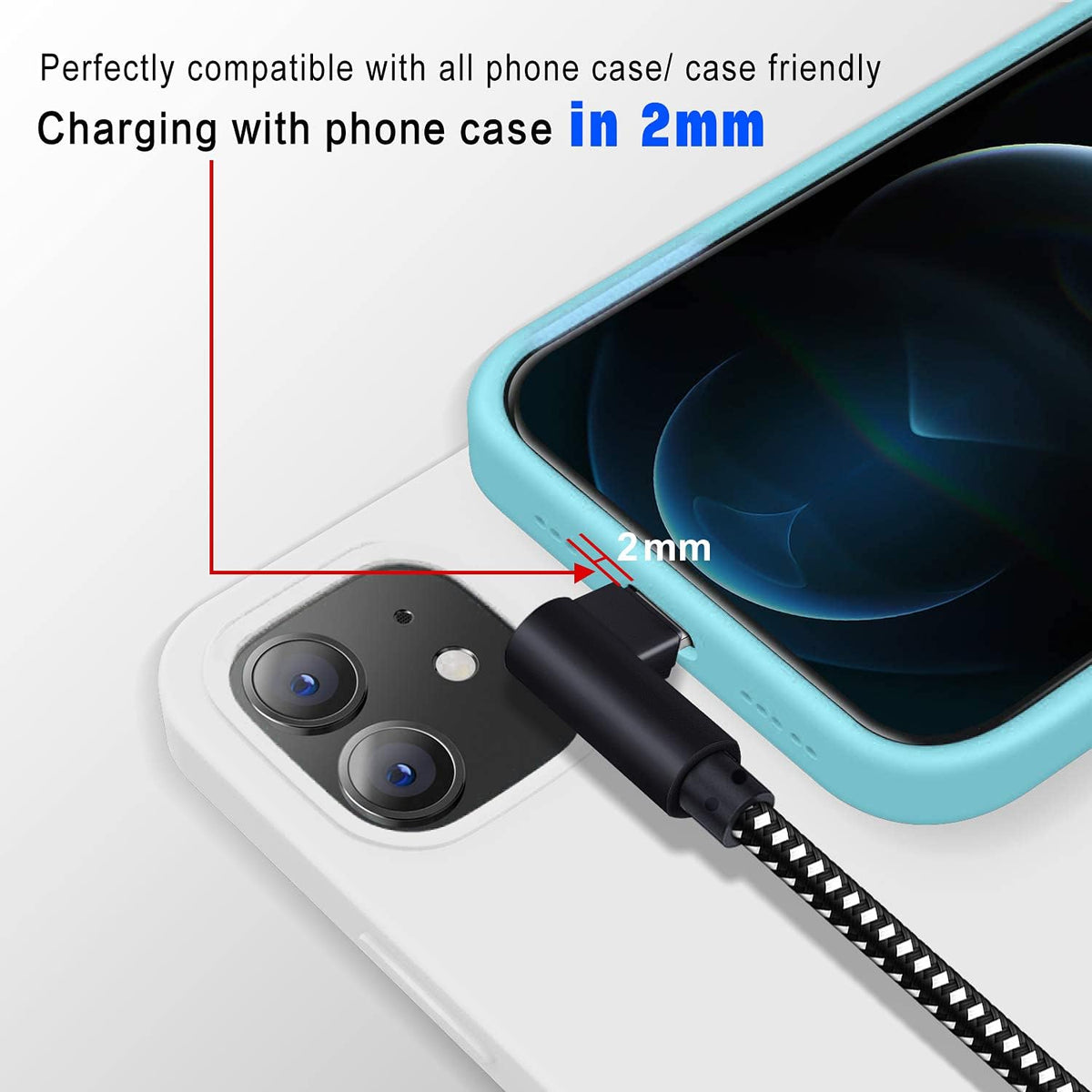 Made for The Game Connecting Cable, [3-Pack] 6ft Durable 90 Degree Fast Charging Cable for iPhone 12/Xs