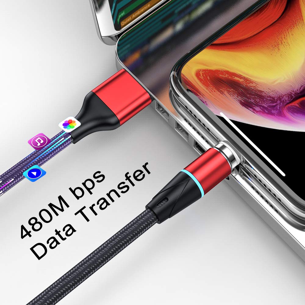 N. NETDOT Gen12 Micro-USB and USB-C [3 pack, 6.6ft red] - Magnetic Fast Charging Data Transfer Cable