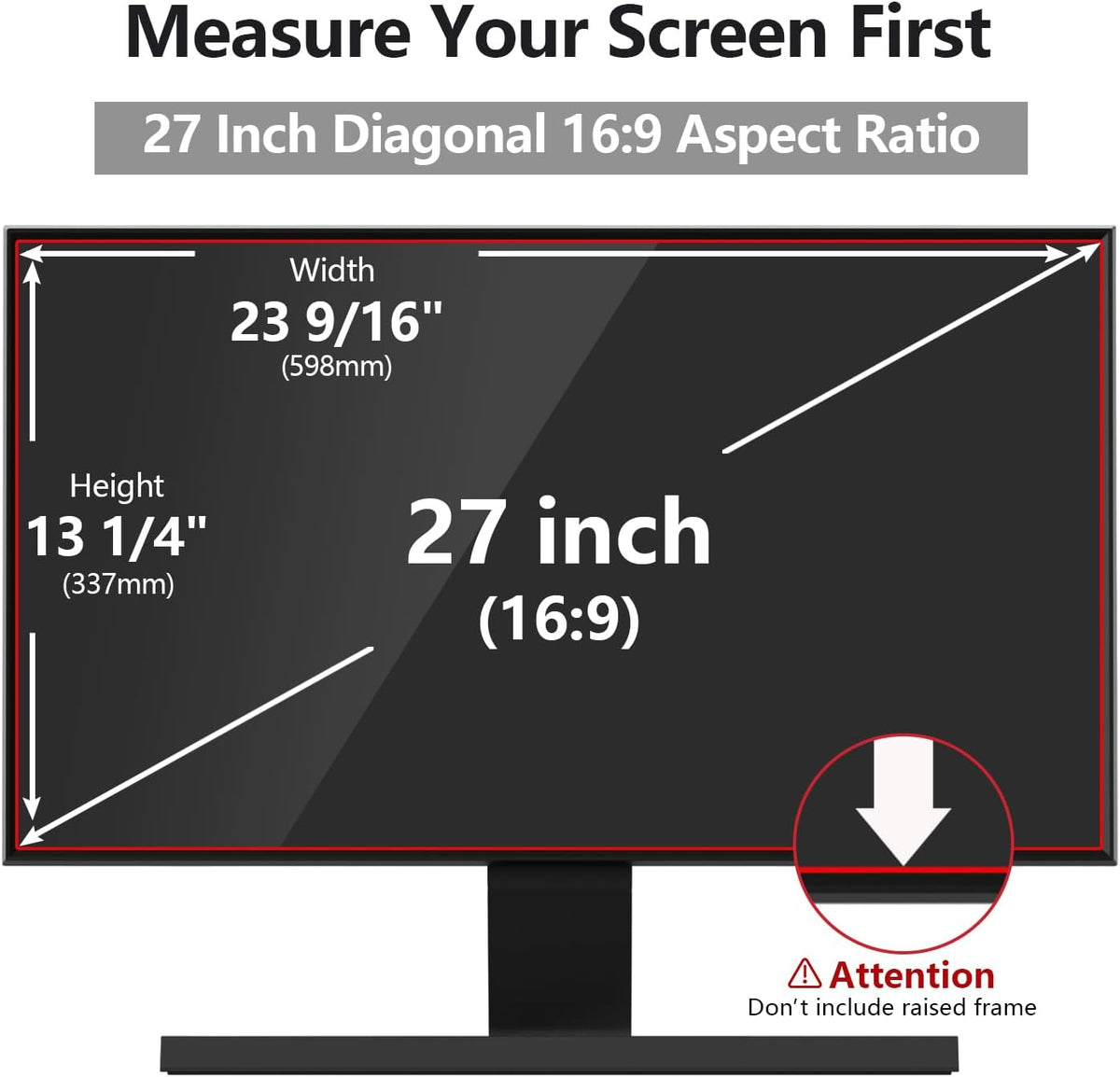 Computer Privacy Screen Protector 27 Inch with Hp Dell Acer Asus Samsung LG and More, Removable Security Shield Filter for 16:9 Aspect Ratio Monitor Like ViewSonic Sceptre AOC Koorui BenQ(27" Diagonal 16:9 1 Pack)