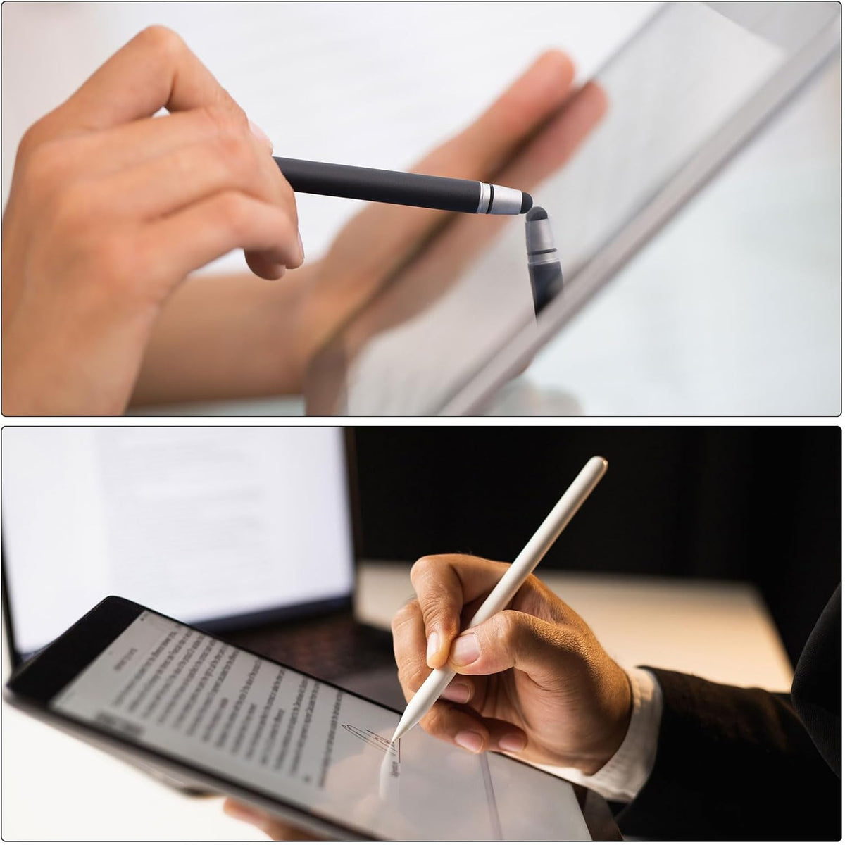 MECCANIXITY 3pcs 2 in 1 Touch Screen Pen, Resistive Stylus Pen with Resistance Capacitive Tips, Universal, Black