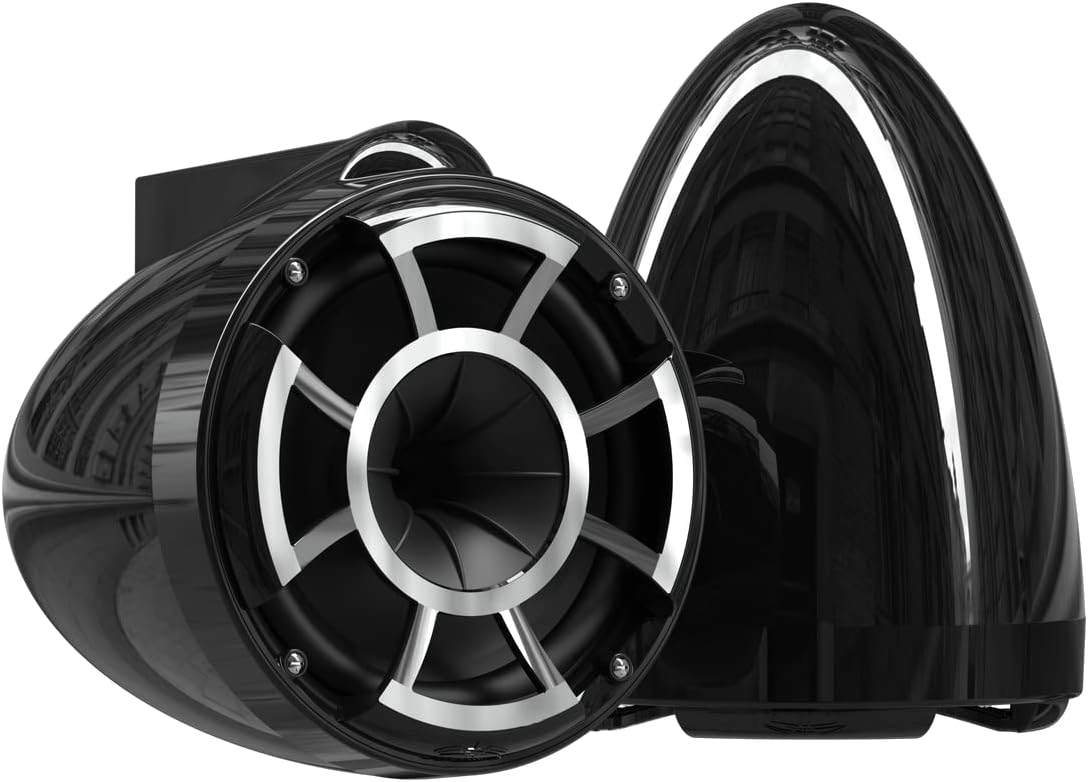 wet sounds Rev 8 Black V2 Revolution Series 8" Black Tower Speakers w/Fixed Clamp
