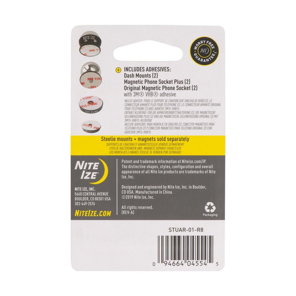 Nite IZE Steelie Universal Adhesive Replacement Kit - for Dash Mount and Phone Sockets