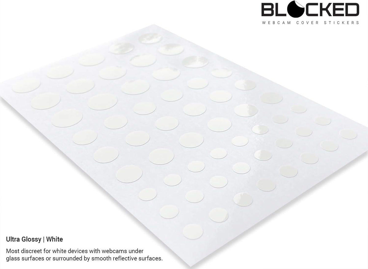 Stackable Webcam/Camera Vinyl Covers | 57 Low-Tack Restickable Webcam Sticker | Multiple Sizes | White 57-Pack (Ultra Glossy)