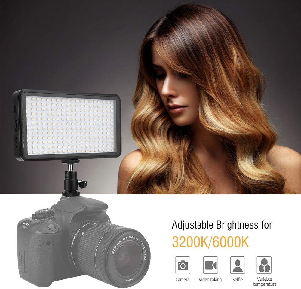 LED Video Light W228, 3200K/6000K LED Light Panel Lamp for Nikon, Canon, Sony Digital Cameras