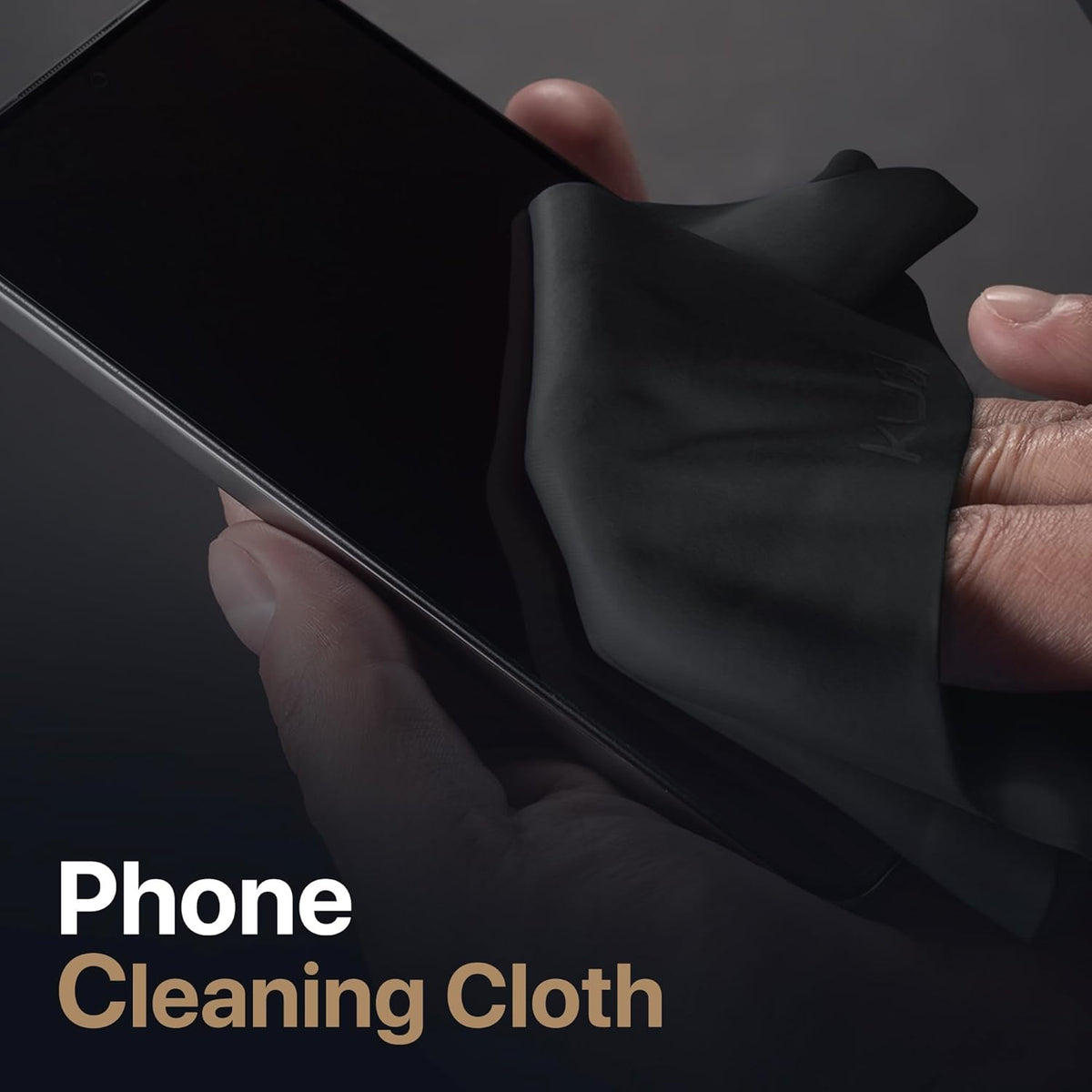 Kuzy 3 Pack Premium Microfiber Cleaning Cloth - Large Reusable Cloth for Glasses, Screens, MacBook Laptops, TVs, and Electronics - Scratch-Free, Lint-Free Cleaner, 3 Pack - Black