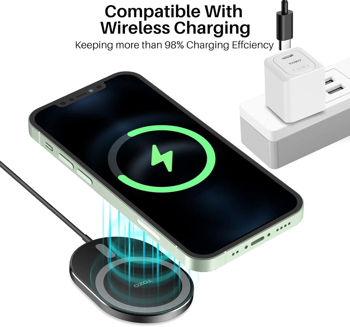 TOZO W10 Magnets Wireless Charger, Compatible for iPhone 14/14 Plus/14 Pro/14 Pro Max/13/Mini/Pro Max/12/Mini/Pro Max,