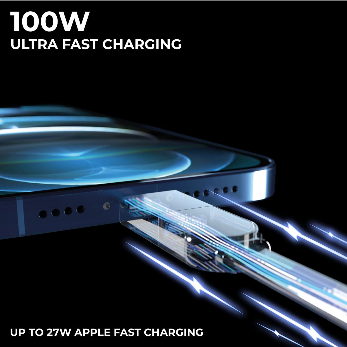 inCharge 6 1, 100W Rolling Square X - USB C Charger Cable, Lightning Cable for Smartphone, Universal Cable Charger