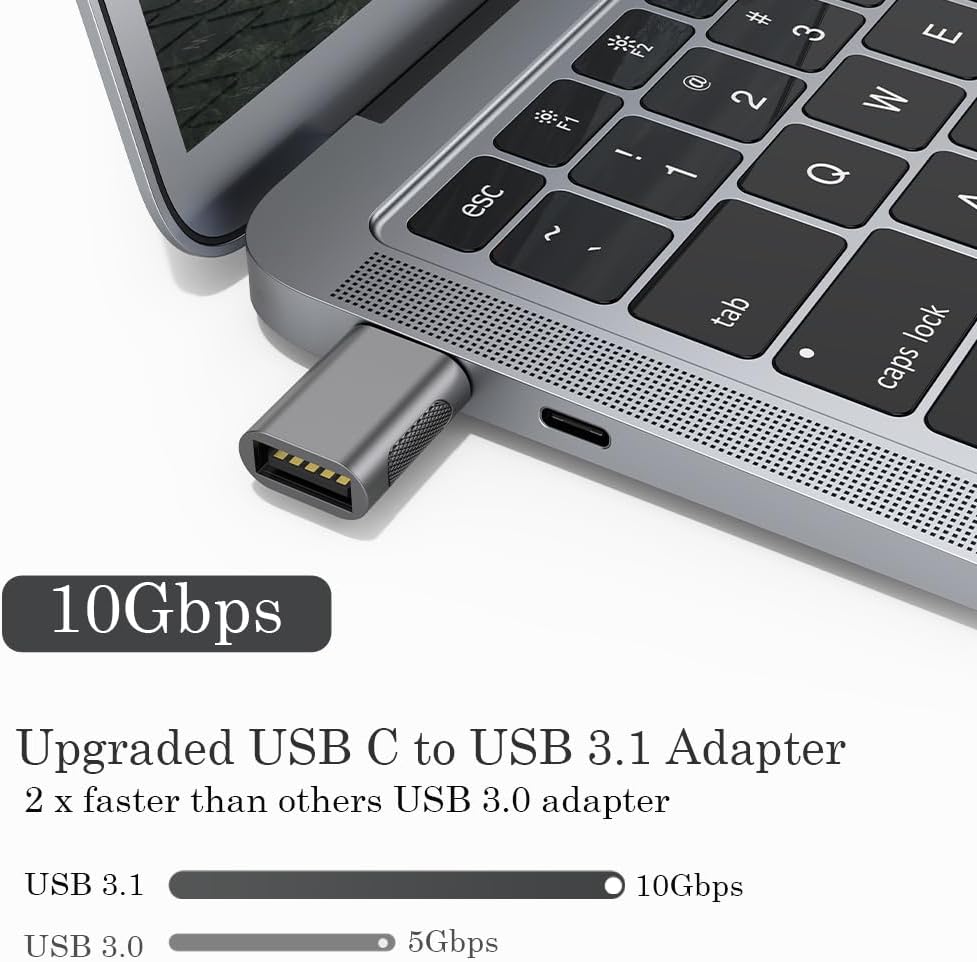 AuviPal 10Gbps USB C to USB 3.1 Adapter (4 Pack), Thunderbolt 4/3 to USB OTG Converter for iPhone, MacBook, iPad