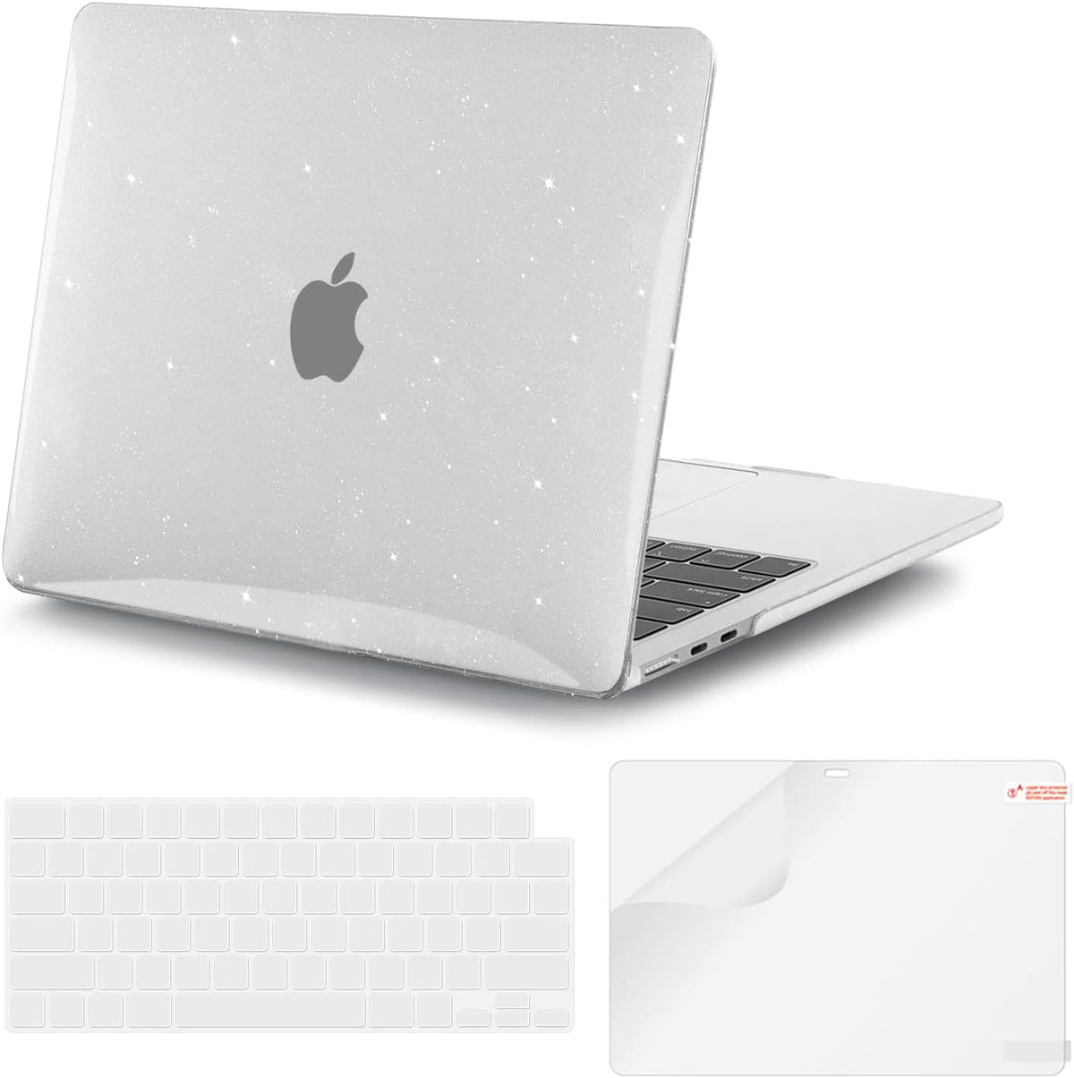 iCasso for MacBook Air 13 inch Case 2025 2024-2022 Release M4 A3240 M3 A3113 A2681 M2 with Liquid Retina Display, Hard Plastic Shell for Mac Air 13.6, Keyboard Cover&Screen Protector, Clear Glitter