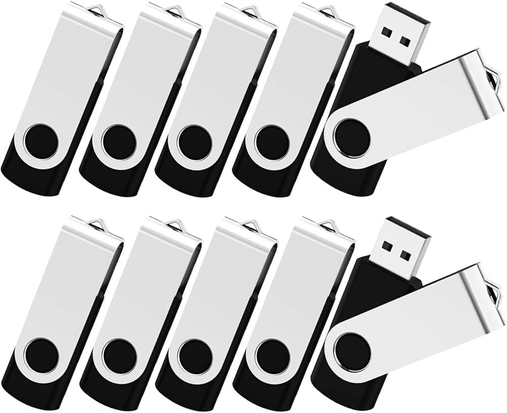 KOOTION Wholesale Bulk 50 Pack USB Flash Drive 128MB Flash Drive Thumb Drive Flash Drives Swivel Memory Stick, Black