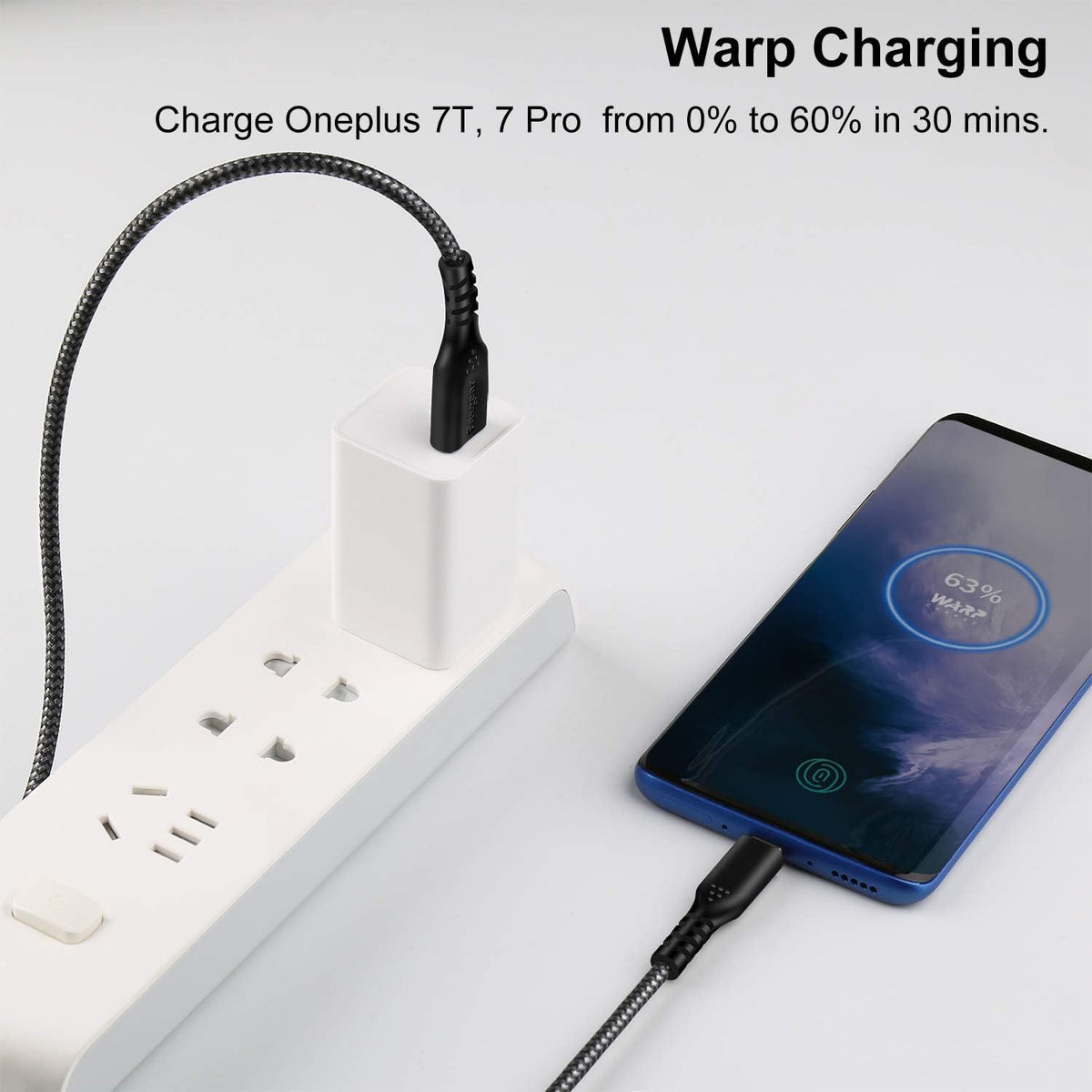 Fasgear Warp Charge 30W Cable for Oneplus 8 Pro, 8, 7 Pro, 7T - [3ft] USB C Cable Dash Charging 20W Fast Charge