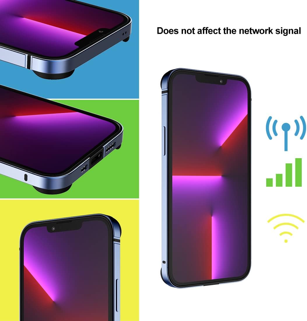 Slim Metal Bumper Case for iPhone 14/13/13 Pro, Metal Bumper Cover with Soft TPU Inner [No Signal Interference][Support