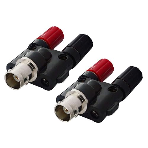 onelinkmore BNC Female to Dual Banana Female Socket Binding Post RF Coax Splitter Adapter Connector for HF Radio Antennas Pack of 2