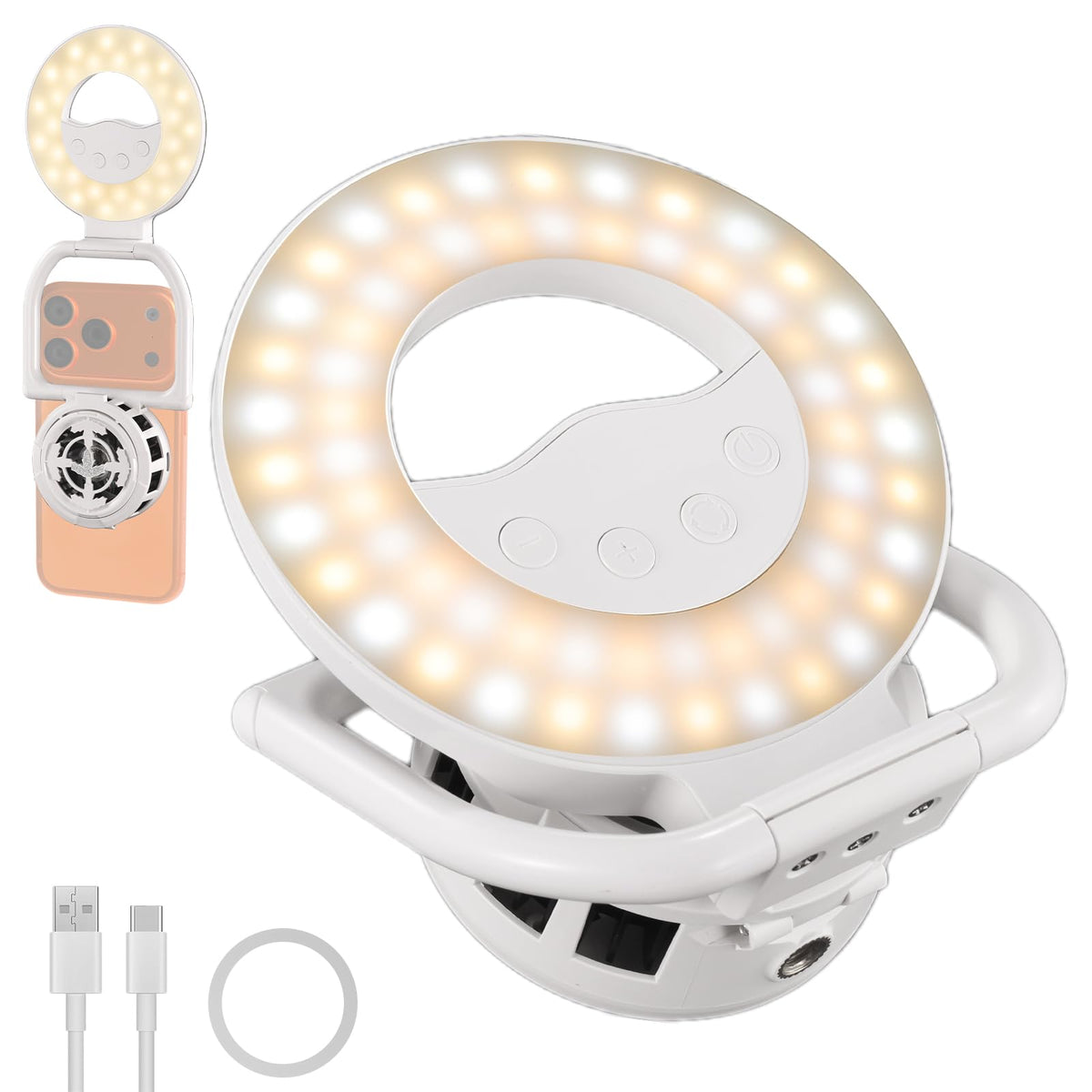 NEEWER Entry Level Version N36 Magnetic Selfie Ring Light & Phone Cooler Compatible with MagSafe iPhone, 4W Bi Color Foldable Small Plastic LED Fill
