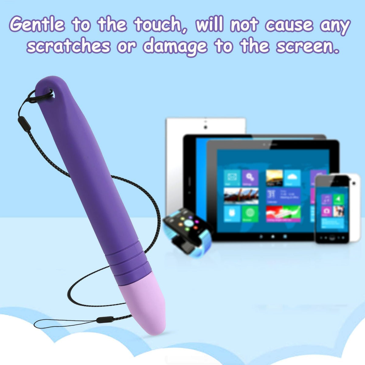 Kid-Friendly Stylus Pen for Touch Screens, Capacitive Stylus Pen with Tether, Kid Tablet Stylus Pen, Children's Crayon