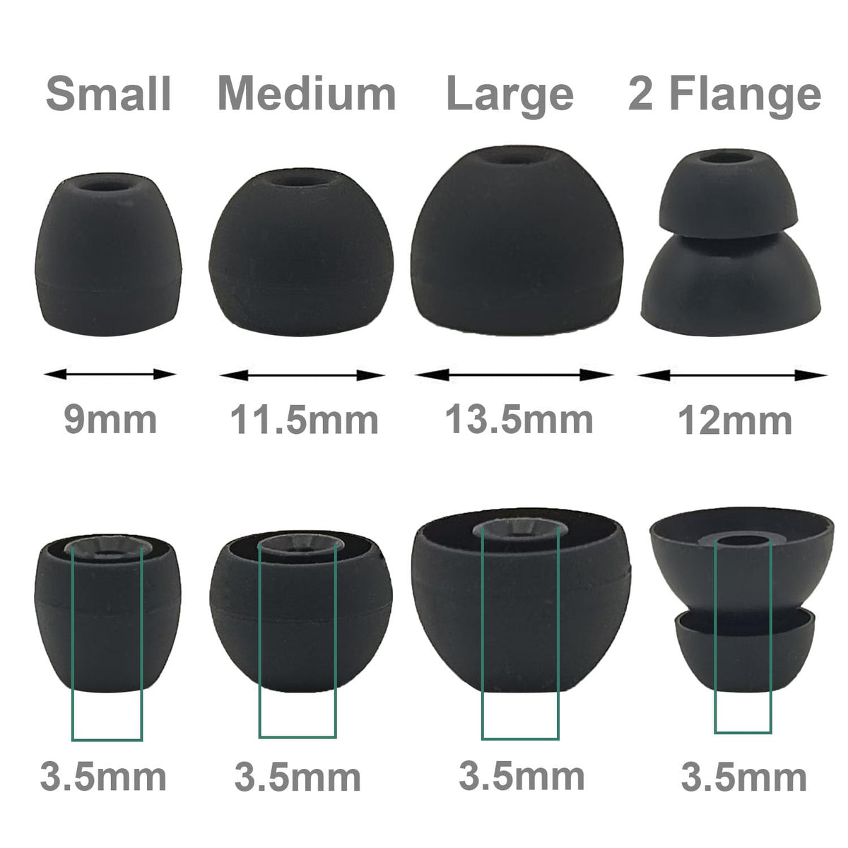 Replacement Eartips Compatible with Powerbeats Pro, Replacement Earbuds Silicone Ear Tips Eargels Set - Small, Medium, Large and Double Flange (4