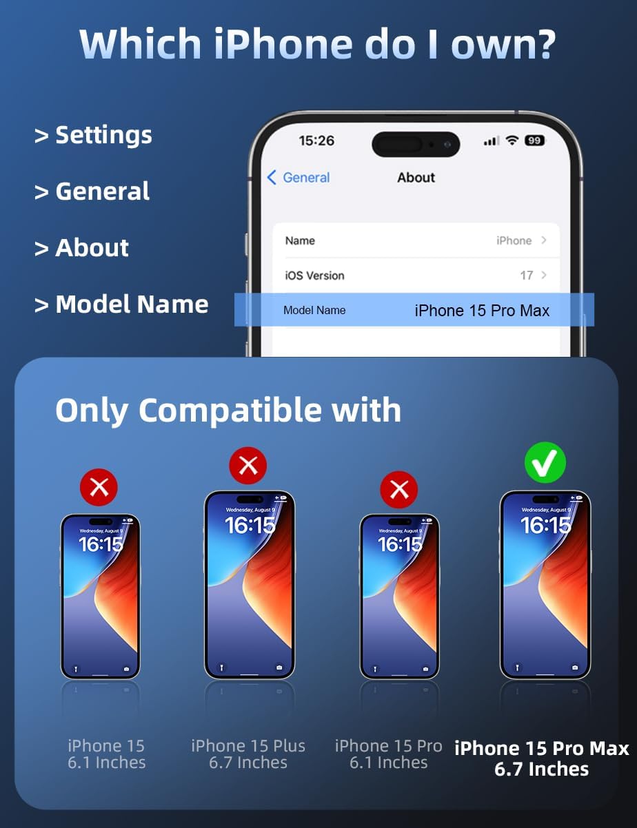 iPhone 15 Pro Max Privacy Screen Protector [6.7 Inch][2-Pack] - Tempered Glass, Anti-Scratch, Anti-Peep, Full Coverage,