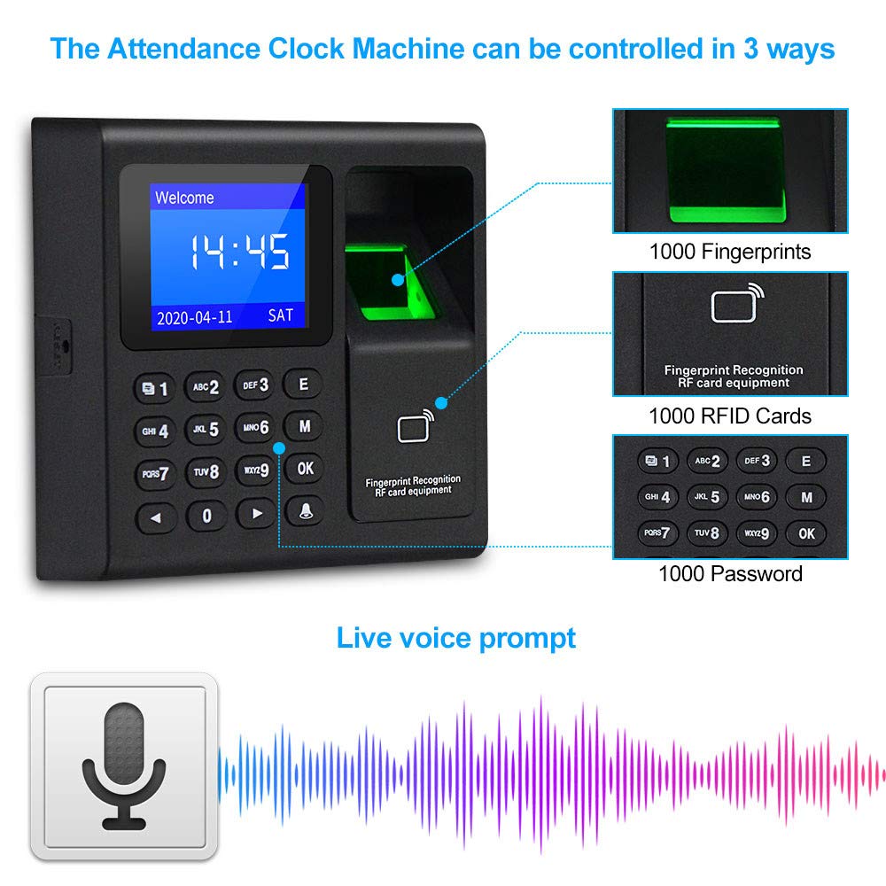 LIBO Complete RFID Access Control System Fingerprint Access Controller Keypad, DC12V / 3A Power Supply Transformer, Electronic Bolt Lock with Exit