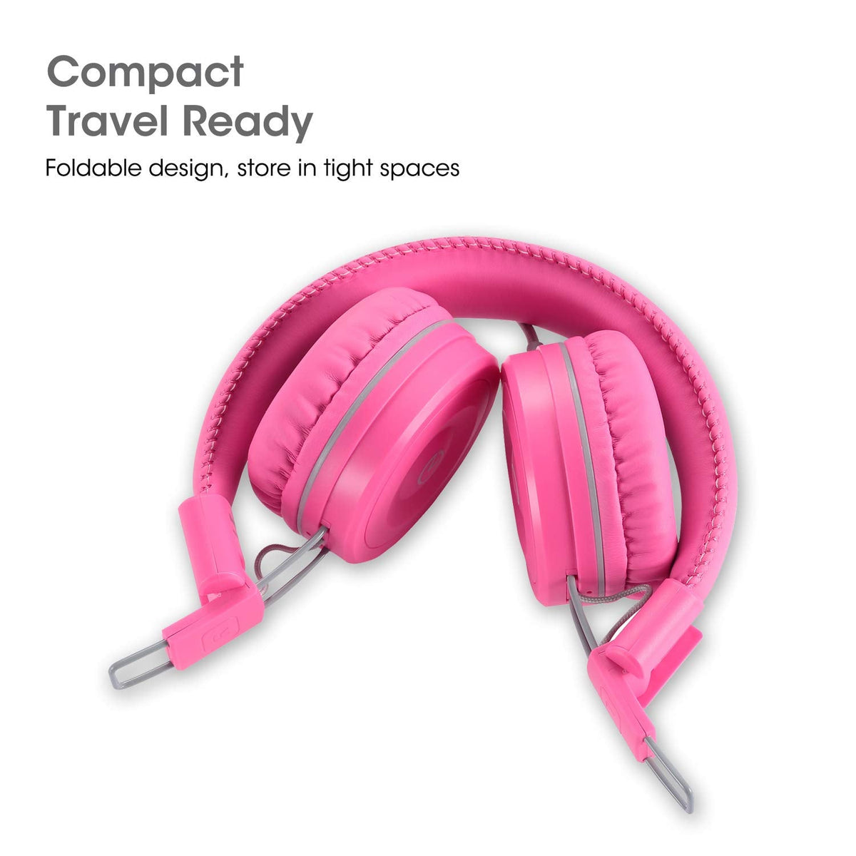 noot products Kids Headphones K22 Foldable Stereo Tangle-Free 5ft Long Cord 3.5mm Jack Plugin Wired On-Ear Headset for iPad/Amazon Kindle