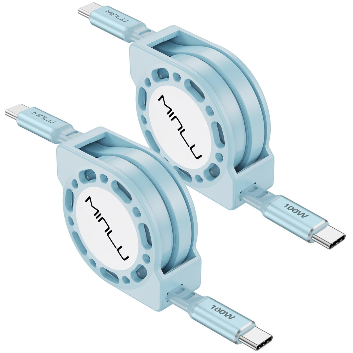 Retractable USB C Cable [2Pack/4Ft] - 100W Fast Charging USB C to USB C for iPhone 15 Pro Max, iPad Pro, MacBook,