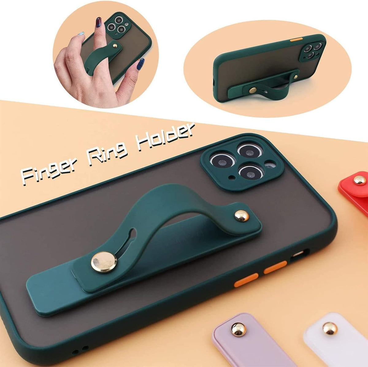 siduater Strap Holder Case for iPhone 14 Plus 6.7" with Kickstand, Slim Translucent PC Back Cover + Soft TPU Bumper,