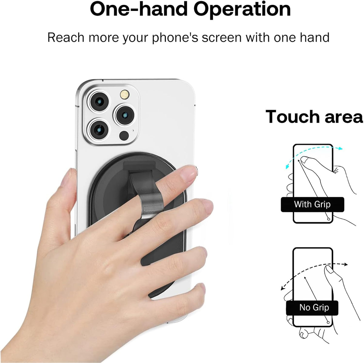 AUROX for MagSafe Phone Grip with Finger Strap, Magnetic Phone Grip Holder, Compatible with MagSafe Accessories for