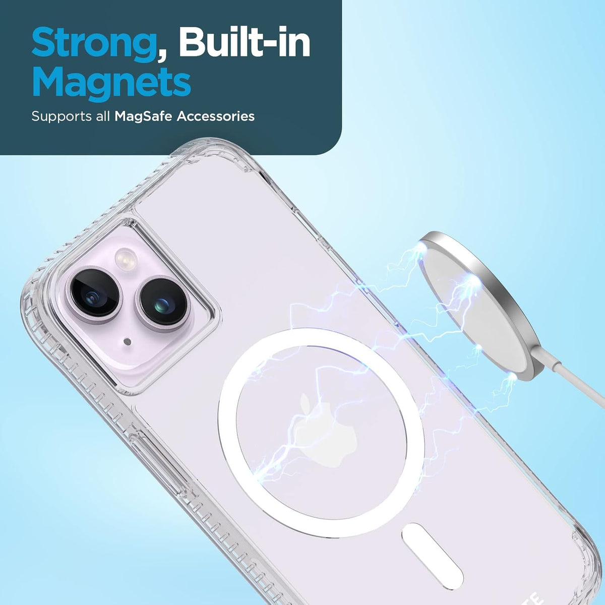 Case-Mate Tough Plus Case for iPhone 14 Plus - Clear [15ft Drop Protection][Compatible with MagSafe] Shockproof Cover