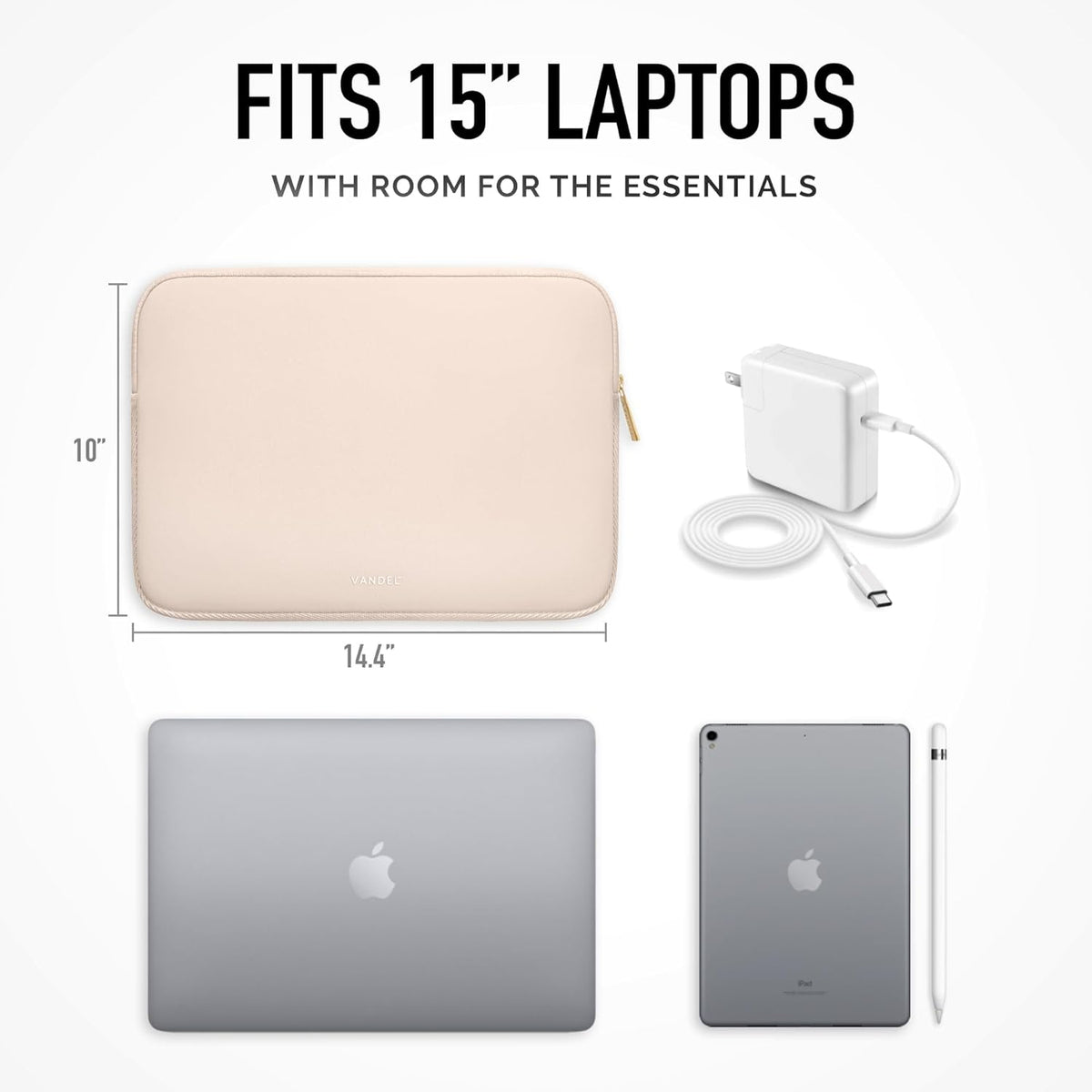 Vandel Slim MacBook Air 15 Inch Laptop Sleeve, 15 inch Laptop Case, Protective MacBook Pro Case, Dell XPS 15 Cover, Surface, Mac Book Air Pouch, Computer Carrying Bag