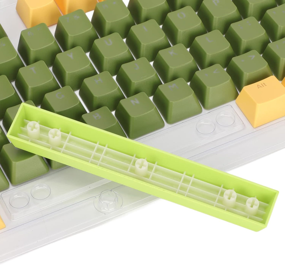 107 Keys Keycaps, Three Color Translucent Characters Arc Layout Mechanical Keyboard Ergonomic Keycaps (Dark Green)