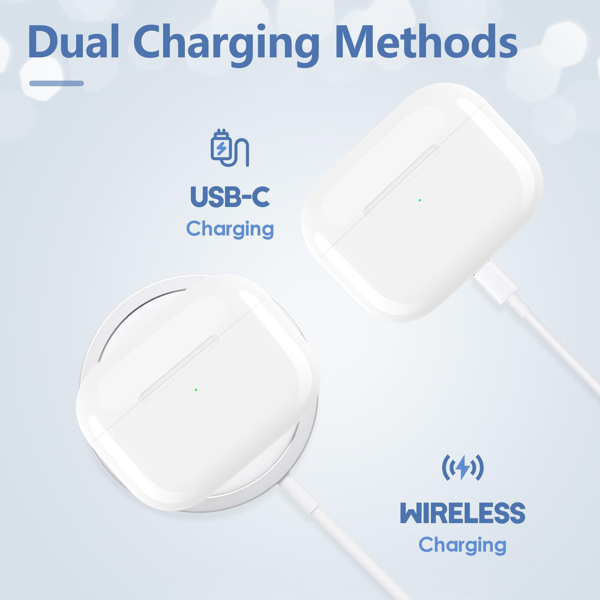 Wireless Charging Case Replacement for AirPods Pro 1st & 2nd Gen, USB-C Port with Pairing & Sync Button, Replacement Airpods Pro 2 Charging case