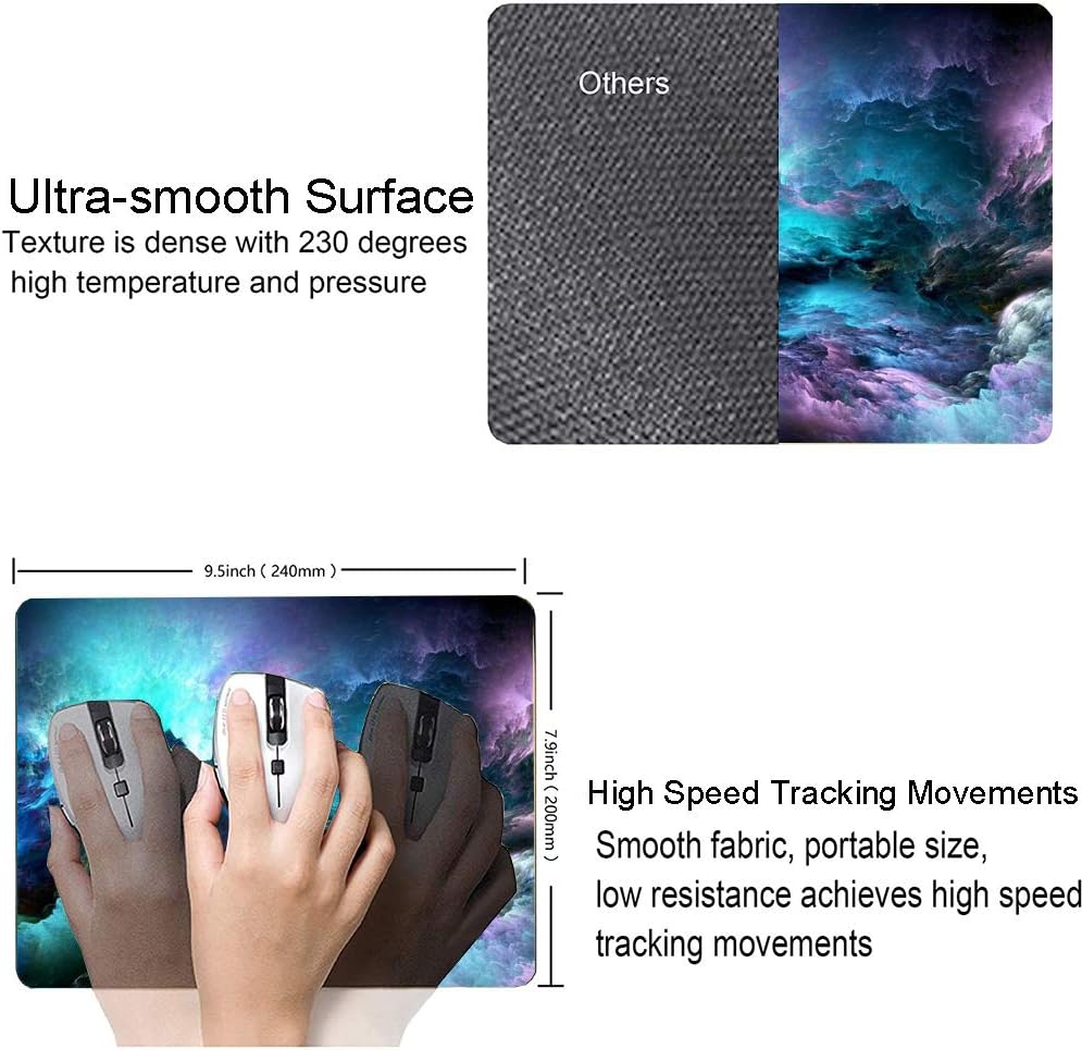 Rainbow Cloud Mouse Pad, Modern Pretty Space Gaming Mouse Mat - Square, Waterproof, Non-Slip Rubber Base - 9.5"x7.9"x0.12" Inch - For Office, Home, Laptop, Travel