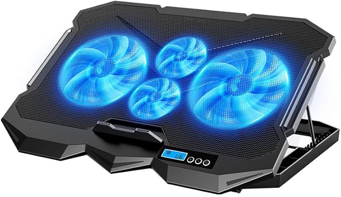 Laptop Cooling pad for Dell Latitude 7204 Rugged Gaming laptops Laptop Cooler with 4 Fans LCD Display Screen 4 Height 2 USB-A Port Laptop Stand