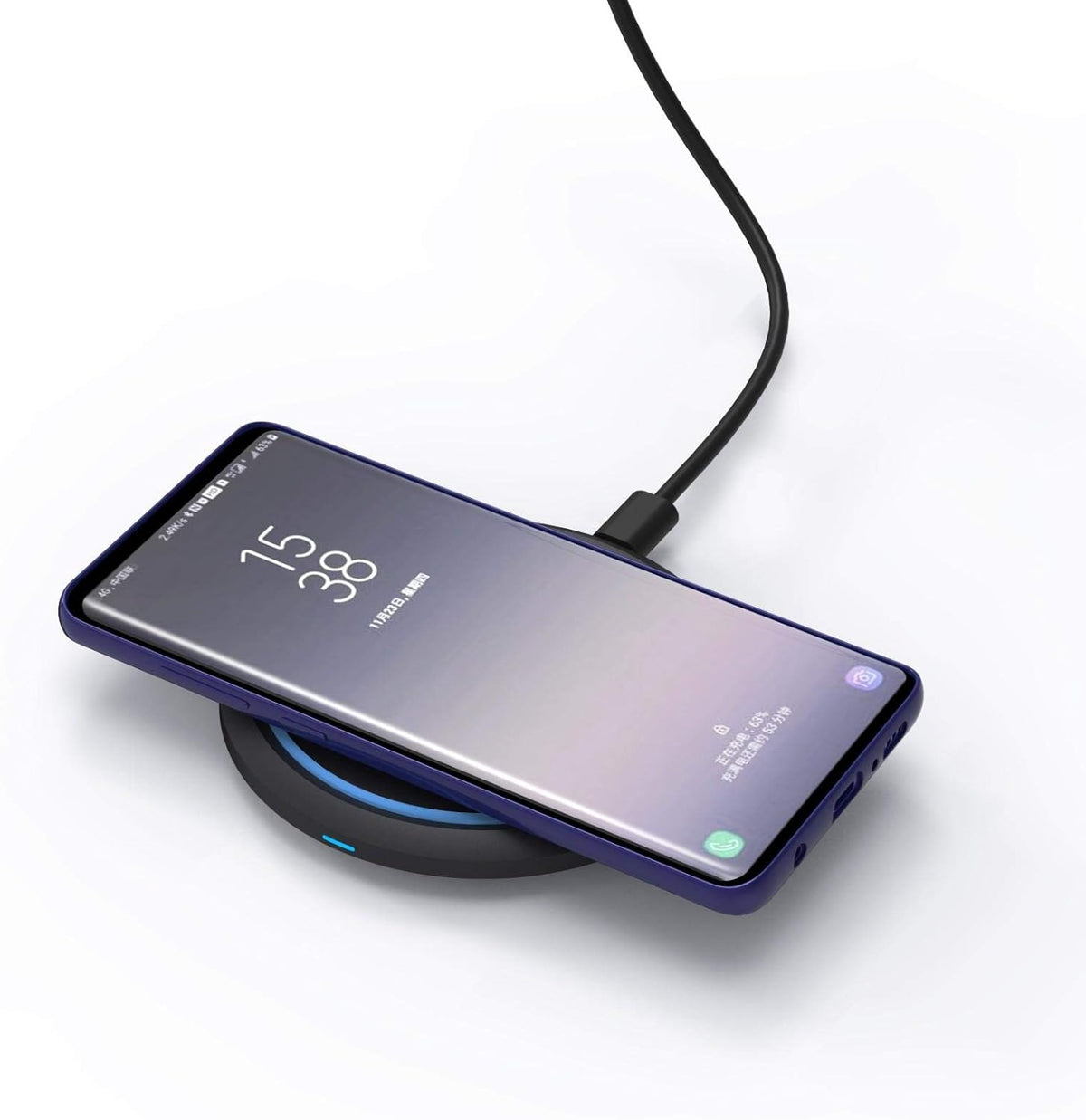 BoxWave Charger SwiftCharge PowerDisc Wireless Charger (15W) Compatible with Doogee S96 Pro - Jet Black Qi Wireless