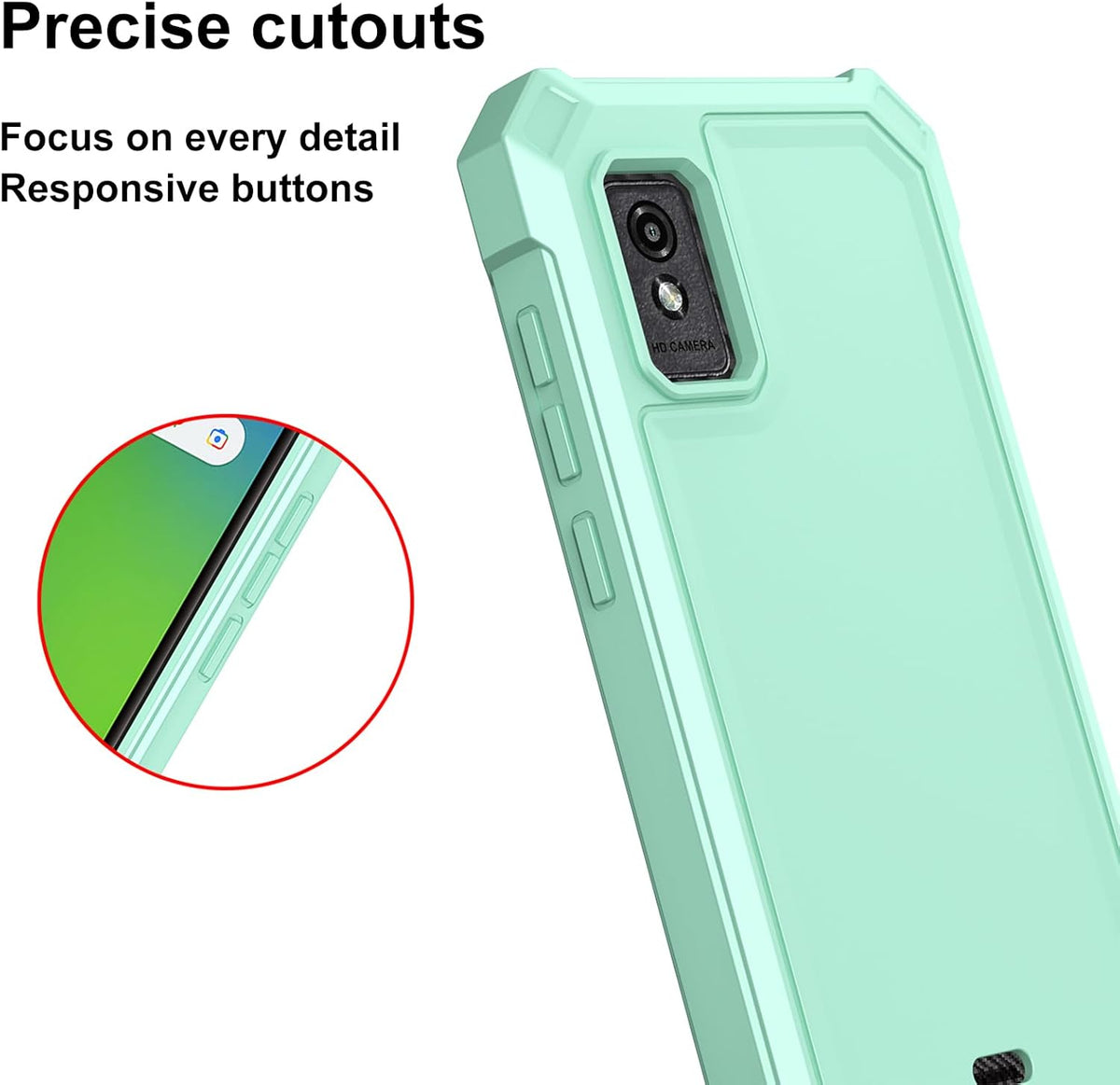 Ailiber Rugged Silicone Cell Phone Case for Blu Studio Mini 2023 with Screen Protector, Shockproof Corners, Mint Green